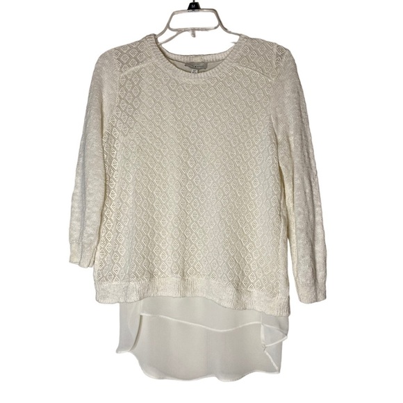 Lucky Brand Cream Split Back Sweater - Picture 1 of 13